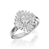3.5ct Round Cut Diamond Engagement Ring Sunburst Ballerina 14k White Gold Finish