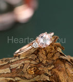0.5ct Round Cut Simulated Morganite Trilogy Engagement Ring 14k Rose Gold Plated