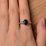 Split Shank Engagement Ring 1.9ct Oval Cut Black Diamond 14k White Gold Finish