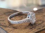 2.2ct Engagement Ring Oval Cut Diamond Round Accent Halo 14k White Gold Finish