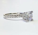 2Ct Round Cut Diamond Accent Hidden Halo Solitaire Ring 14K White Gold Finish