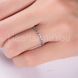 0.3ct Round Cut Simulated Sapphire Minimalist Wedding Band 14k White Gold Plated