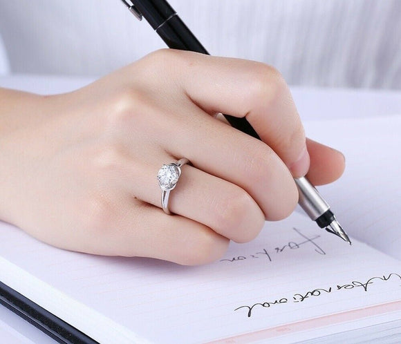 0.4ct Round Cut VVS1D Diamond Engagement Ring 14k White Gold Finish Solitaire