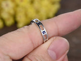 1.2ct Princess Blue Sapphire Wedding Band Open Gaps Eternity 14k White Gold Over