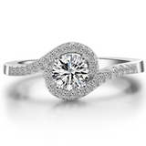 2Ct Round Diamond Twist Swirl Solitaire Engagement Ring 14K White Gold Finish