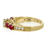 3Ct Round Cut Diamond Ruby Accent Vintage Engagement Ring 14K Yellow Gold Finish