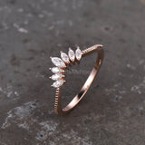 0.5ct Marquise Cut Simulated Diamond Curved Engagement Ring 14K Rose Gold Plated