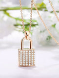 1ct Round Cut Moissanite Cluster Lock Pendant 14k Rose Gold Plated NO CHAIN