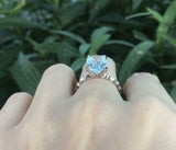 1.2ct Oval Cut Blue Aquamarine Engagement Ring Solitaire 14k White Gold Finish