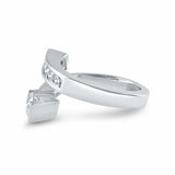 1.5ct Round Cut Diamond Engagement Ring Bypass Unique Design 14k White Gold Over