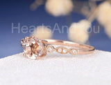 1ct Round Cut Simulated Morganite Accented Engagement Ring 14k Rose Gold Plated