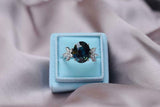 2.5ct Engagement Ring Oval Cut London Blue Topaz Floral 14k White Gold Finish