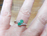 2ct Engagement Ring Round Cut Green Emerald Two Stone Bypass 14k White Gold Over