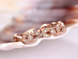Filigree Floral Design Wedding Ring Band 1ct Round Cut Diamond 14k RoseGold Over