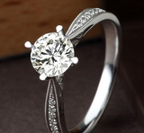 2Ct Round Cut Diamond Milgrain Solitaire with Accents Ring 14K White Gold Finish