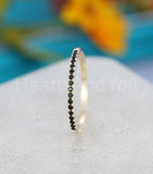 0.3ct Round Simulated Black Diamond Minimalist Wed Band 14k Yellow Gold Plated