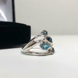 2.2ct Pear Cut London Blue Topaz Water Drop Cocktail Ring 14k White Gold Finish