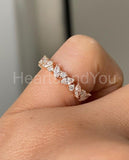 0.5ct Marquise Simulated Diamond Half Eternity Wedding Band 14k Rose Gold Plated