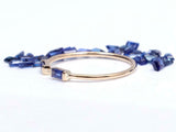0.6ct Engagement Ring Baguette Cut Blue Sapphire Open cuff 14k Rose Gold Finish