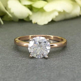 4 Prong Solitaire Engagement Ring 0.7ct Round Cut Diamond 14k Rose Gold Finish