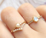 0.1ct Round Cut Simulated Diamond Pearl Curved Wed Band 14k Yellow Gold Plated