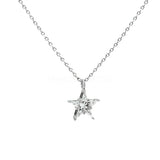1ct Marquise Cut Simulated Diamond Star Pendant with Chain 14k White Gold Plated