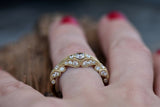 Filigree Bridal Set Engagement Ring 2ct Round Cut Diamond 14k Yellow Gold Finish