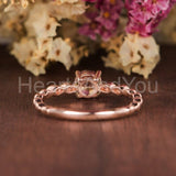 1ct Round Cut Simulated Morganite Minimalist Engagement Ring 14k RoseGold Plated