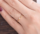 0.1ct Round Cut Moissanite Minimalist Solitaire Ring 14k Yellow Gold Plated
