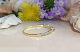 1.2ct Round Cut Blue Aquamarine Solitaire with Accent Ring 14k YellowGold Finish