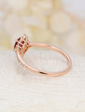1.5ct Oval Cut Red Garnet Engagement Ring Vintage Halo Star 14k Rose Gold Finish