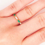 0.5ct Baguette Cut Simulated Emerald 3/4th Eternity Band 14k Yellow Gold Plated