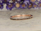 0.3ct Round Cut Black Diamond Stackable Half Eternity Band 14k Rose Gold Finish