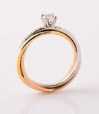 0.4ct Round Cut Moissanite Twist Solitaire Engagement Ring 14k Dual Gold Plated