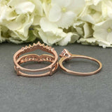 Princess Crown Bridal Engagement Ring 2ct Round Cut Diamond 14k Rose Gold Finish