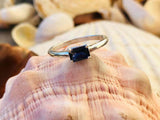 1ct Engagement Ring Radiant Cut Blue Sapphire Solitaire 14k White Gold Finish