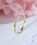 Minimalist Wedding Ring Band 0.6ct Round Cut VVS1 Diamond 14k Yellow Gold Finish