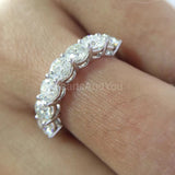 2.2ct Round Cut Moissanite Five Stone Women Wedding Band 14k White Gold Plated