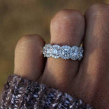 5Ct Round Cut VVS1 Diamond Halo Five Stone Engagement Ring 14K White Gold Finish