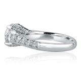 2.9ct Round Cut Diamond Engagement Ring Accents Solitaire 14k White Gold Finish