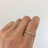0.1ct Round Cut Moissanite Minimalist Women Wedding Band 14k Yellow Gold Plated