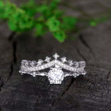 2ct Engagement Ring Round Cut Diamond Princess Crown Design 14k WhiteGold Finish