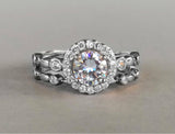 Bridal Set Engagement Ring 2ct Round Brilliant Cut Diamond 14k White Gold Finish