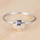 0.5ct Round Diamond Engagement Ring Cross Design Solitaire 14k White Gold Finish