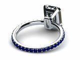 1.5ct Emerald Cut Diamond Sapphire Accent Engagement Ring 14k White Gold Finish