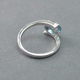 1.2ct Oval Cut London Blue Topaz Swirl Solitaire Trilogy Ring 14k WhiteGold Over