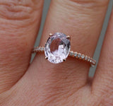 2ct Engagement Ring Oval Cut Morganite Round Diamond Accent 14k Rose Gold Finish