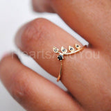0.2ct Round Cut Moissanite Chevron Leaf Vine Stacking Ring 14K YellowGold Plated