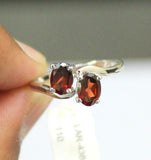 2ct Engagement Ring Oval Cut Red Garnet Two Stone Solitaire 14k WhiteGold Finish
