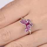2.4ct Marquise Cut Pink Ruby Engagement Ring Butterfly Design 14k WhiteGold Over